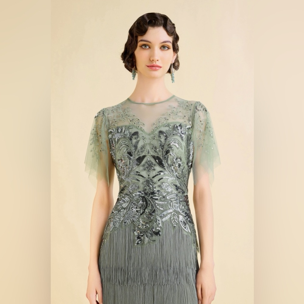 Exquisite Floral Fringe Flapper Dress